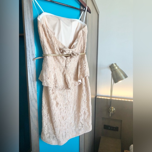 City Studio Juniors Pale Peach Lace Halter Dress - Picture 4 of 14